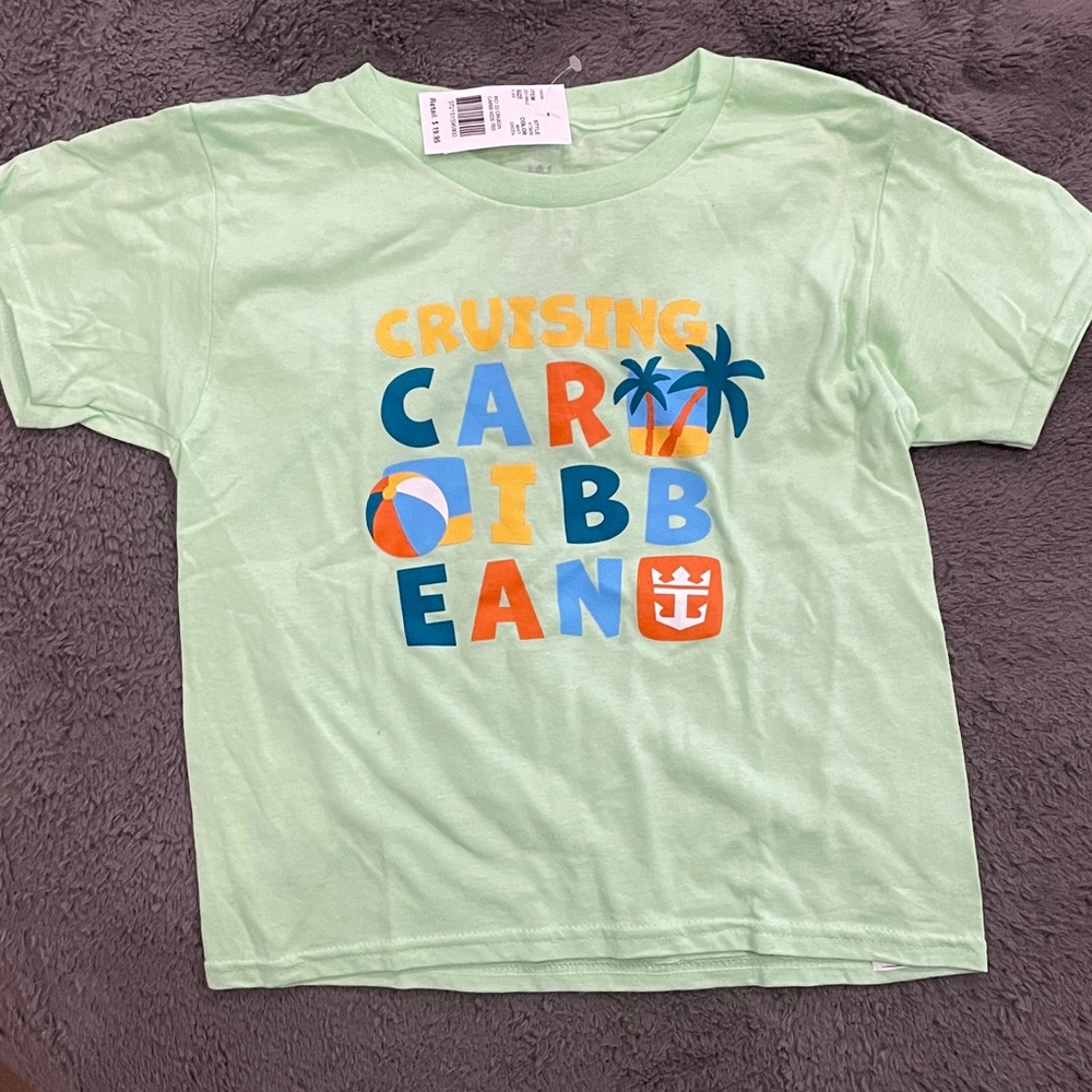 Kids Tropical Adventure Tee - Light Green Youth XS unisex NWT